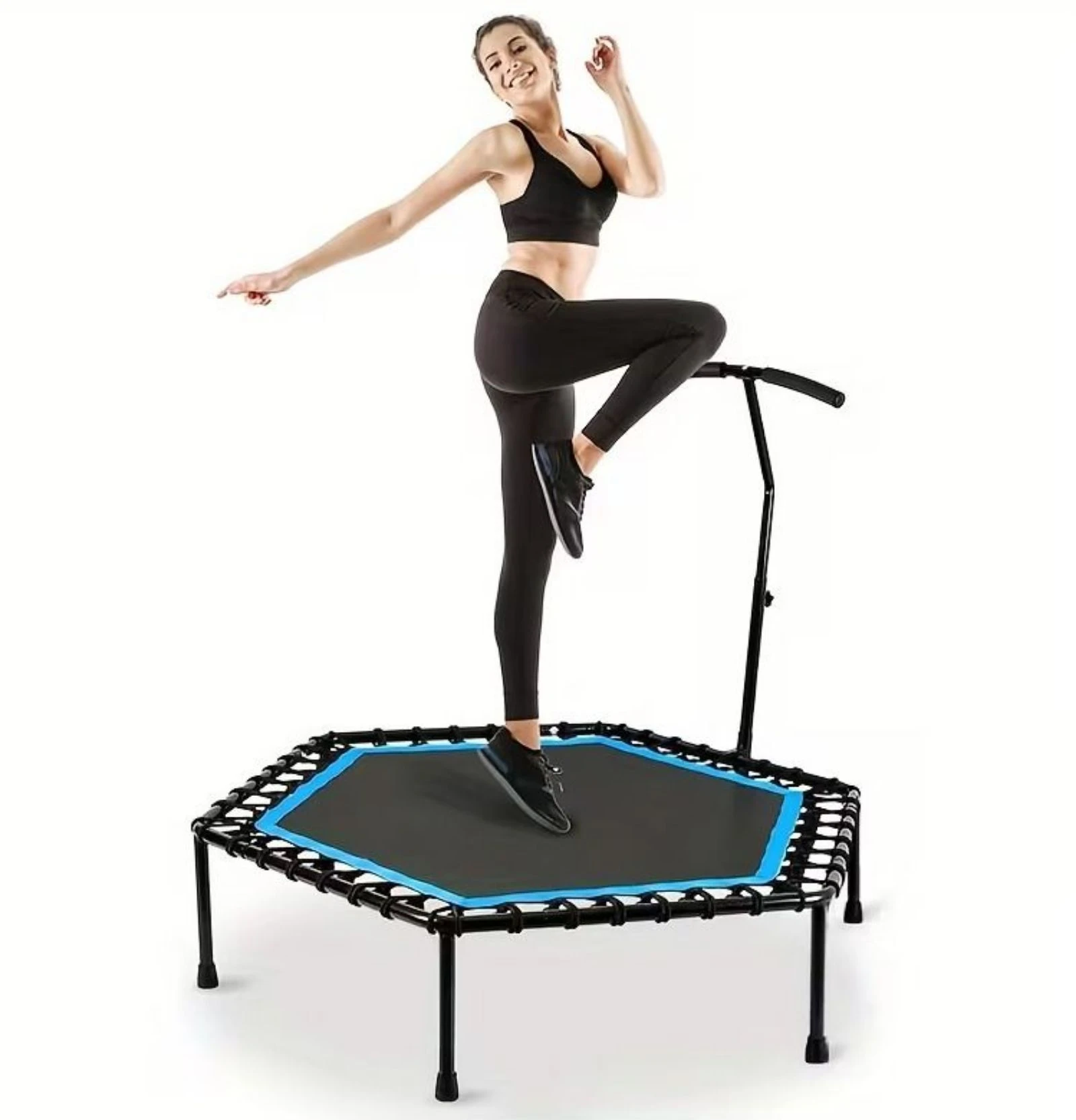 Hexagonal elastic trampoline with armrests, brand new – photo 2